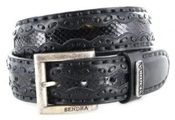 8347 Schwarz Exotic Ledergürtel - Pyton Brillo