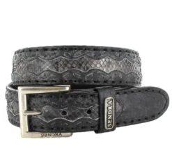 8347 Schwaz Grau Exotic Ledergürtel - Barbados Pyton Gris