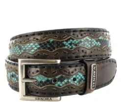 8347 Dunkelbraun Exotic Ledergürtel - Canela Pyton Fantasia