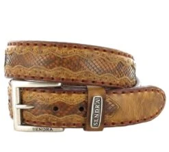 8347 Exotic Braun Ledergürtel - Pyton Peanut