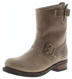 10849 CHIQUITA Damen Braun Engineerstiefel - Lammfellfutter