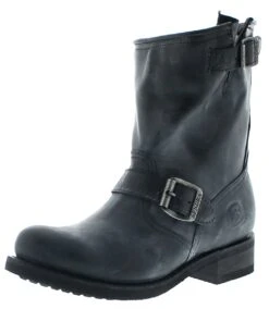 10849 Damen Schwarz Engineerstiefel - Lammfellfutter