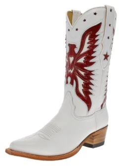 5514 Damen Weiß Rot Westernstiefel