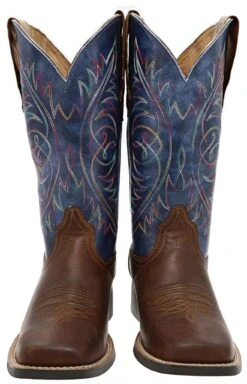 Ariat ROUND UP WST STRETCHFIT Damen Braun Blau Westernreitstiefel -Verkaufsgeschäft Bootspire 335000 3