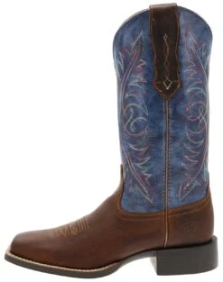 Ariat ROUND UP WST STRETCHFIT Damen Braun Blau Westernreitstiefel -Verkaufsgeschäft Bootspire 335000 5