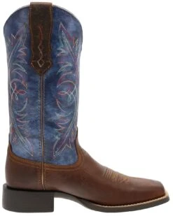 Ariat ROUND UP WST STRETCHFIT Damen Braun Blau Westernreitstiefel -Verkaufsgeschäft Bootspire 335000 6