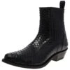 PACITO Herren Schwarz Westernstiefelette - Piton Brillante