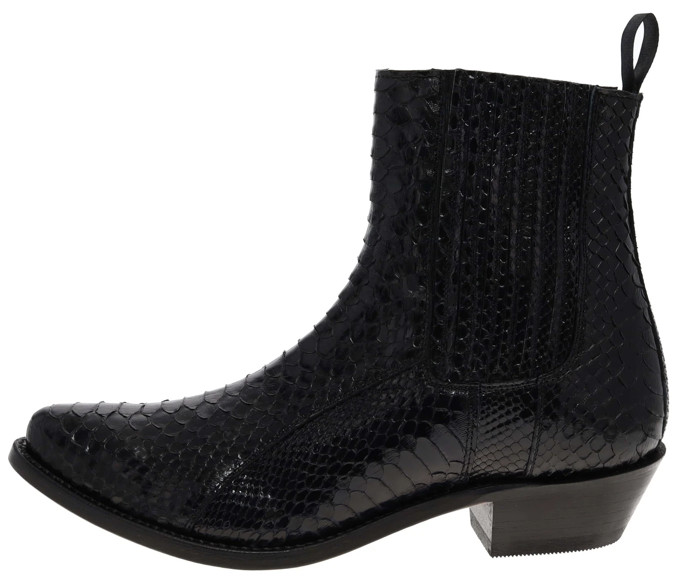 PACITO Herren Schwarz Westernstiefelette - Piton Brillante 5 PACITO Herren Schwarz Westernstiefelette - Piton Brillante – Bild 5