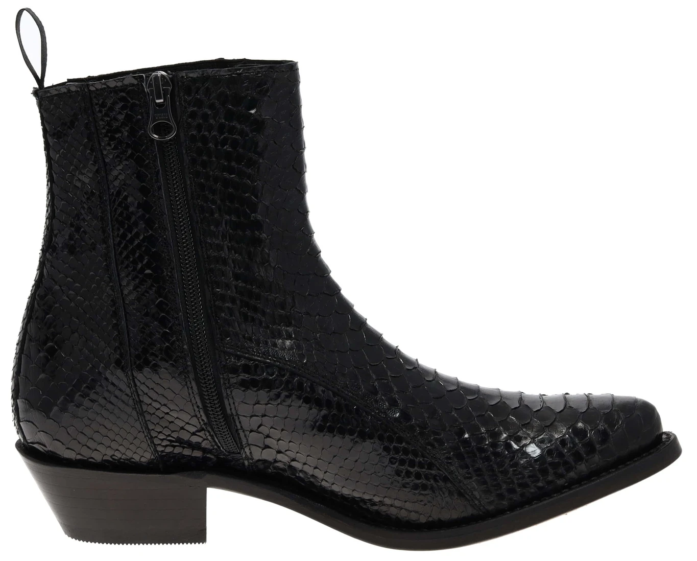 PACITO Herren Schwarz Westernstiefelette - Piton Brillante 6 PACITO Herren Schwarz Westernstiefelette - Piton Brillante – Bild 6