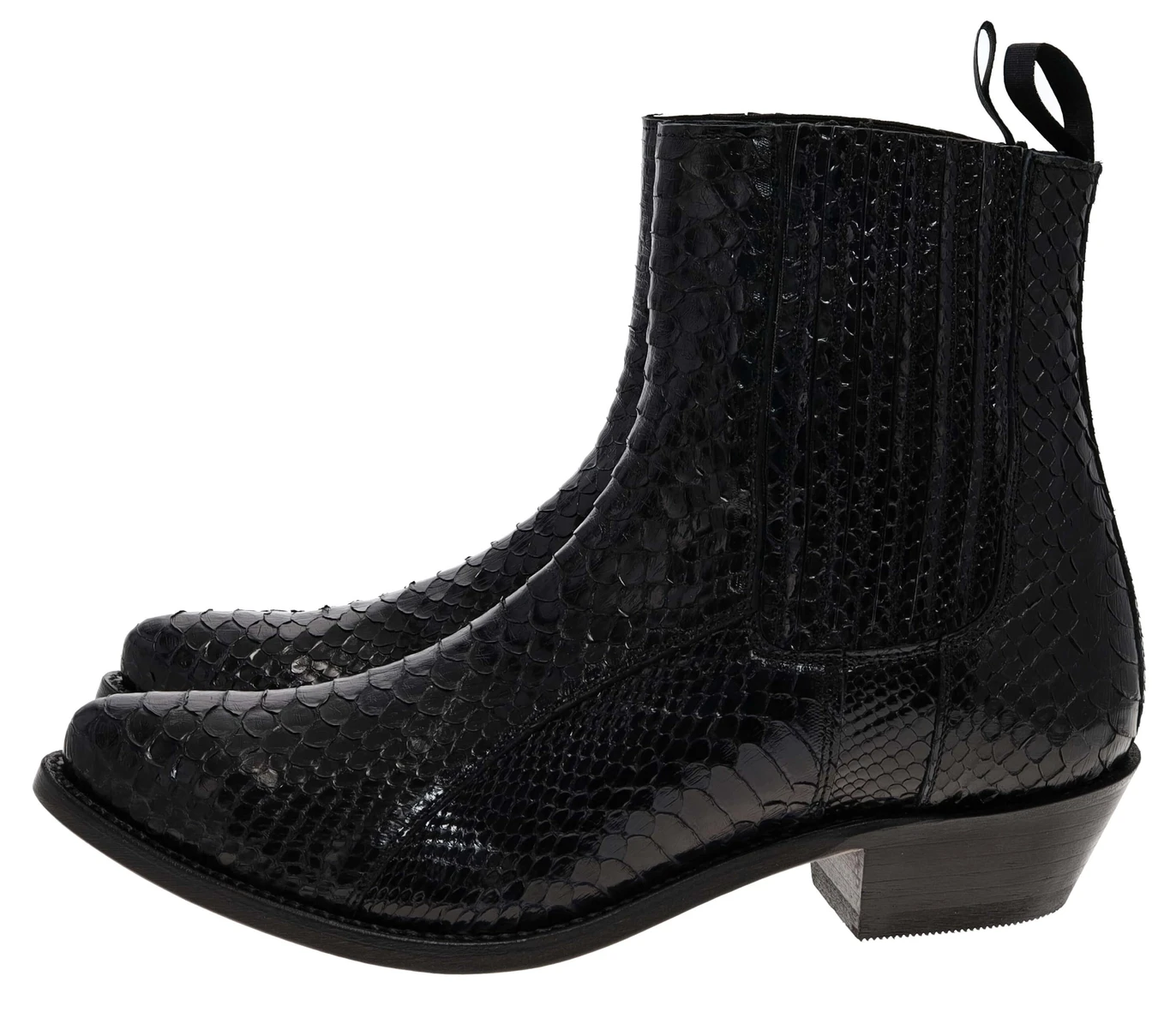 PACITO Herren Schwarz Westernstiefelette - Piton Brillante 7 PACITO Herren Schwarz Westernstiefelette - Piton Brillante – Bild 7