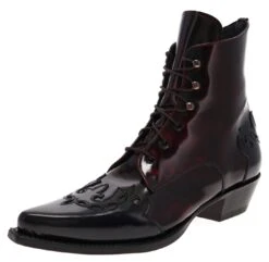 CARMEN Damen Schwarz Rot Schnürstiefelette